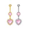 Gaibei Hjärtformad Rosa Zirkonia Navelpiercing - Europeisk & Amerikansk Flickaktig Mode Design