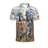 Horse Racing 3D Printed Men's Polo Shirt 2025 New Fashion Button Lapel Short Sleeve Top Summer Marseille