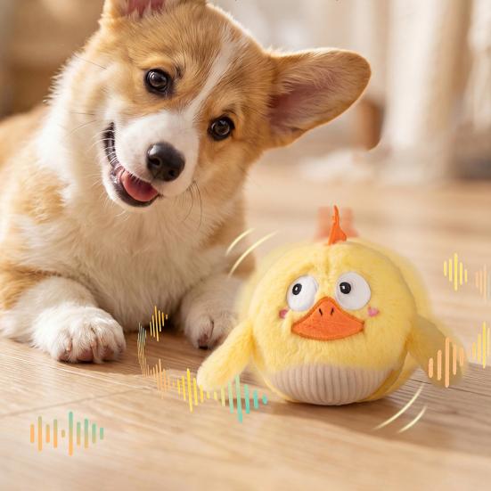 Pet Toy Cartoon Chick Dolphin Fox Design Singing Pet Toy Interactive Singing Dancing Modes Irregular Jumping Plush Ball