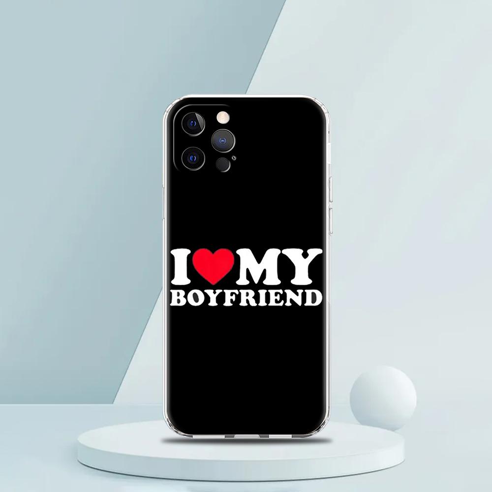 Cute I Love My Girlfriend Boyfriend Luxury Phone Case For iPhone 16 15 14 13 12 11 Pro Max XS X XR SE 7 8 Plus soft Clear Cover