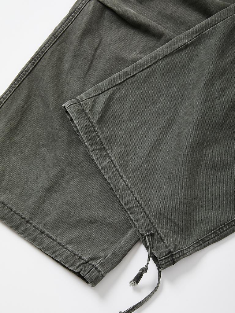 IKALOOK Loose Fit Washed Cargo Elastic Waist Pants Cpt154