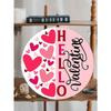 1 Piece Pink Aluminum Metal Sign Round Heart Wreath Decor Valentine Hello Valentine's Day Heart Pattern