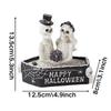 Skeleton Figure Halloween Skeleton Coffin Couple Figurine Resin Sculpture Collectible Gothic Decor Halloween Decorations Prank