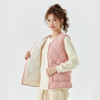 Women's Warm, Enlarged, Thickened and Velvet Inner Vest, Women's Lamb Wool Zipper, Casual Outer Cotton Vest