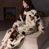 2026 Pajamas Women's Autumn and Winter New Flannel Loungewear Coral Fleece Thickened Fleece Zipper Warm Clothes Set