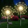 Solar Garden Lights Outdoor, 2 Pack 120 LED Twinkling Firework Lights Decorative with 2 Modes, Outdoor Waterproof Solar Starburst Light for Yard