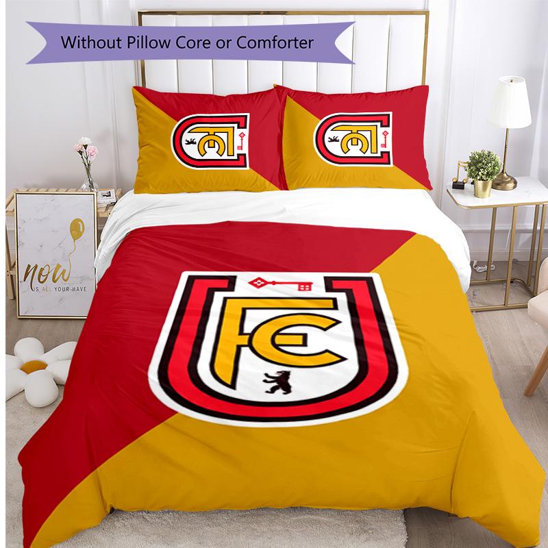 Set Lenzuola 3 Pezzi Stampato Union Berlin FC Traspirante Copripiumino con Federe Biancheria da Letto Decorativa per Camera da Letto Casa