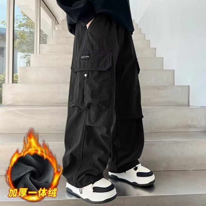 Kids Fleece Cargo Pants For Boys Girls Winter Spring