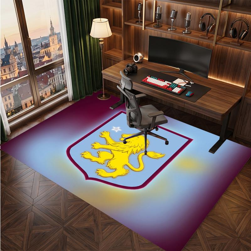 Aston Villa Football Print Crystal Velvet Rug, Comfortable Water Absorbent Non Slip Indoor Floor Carpet