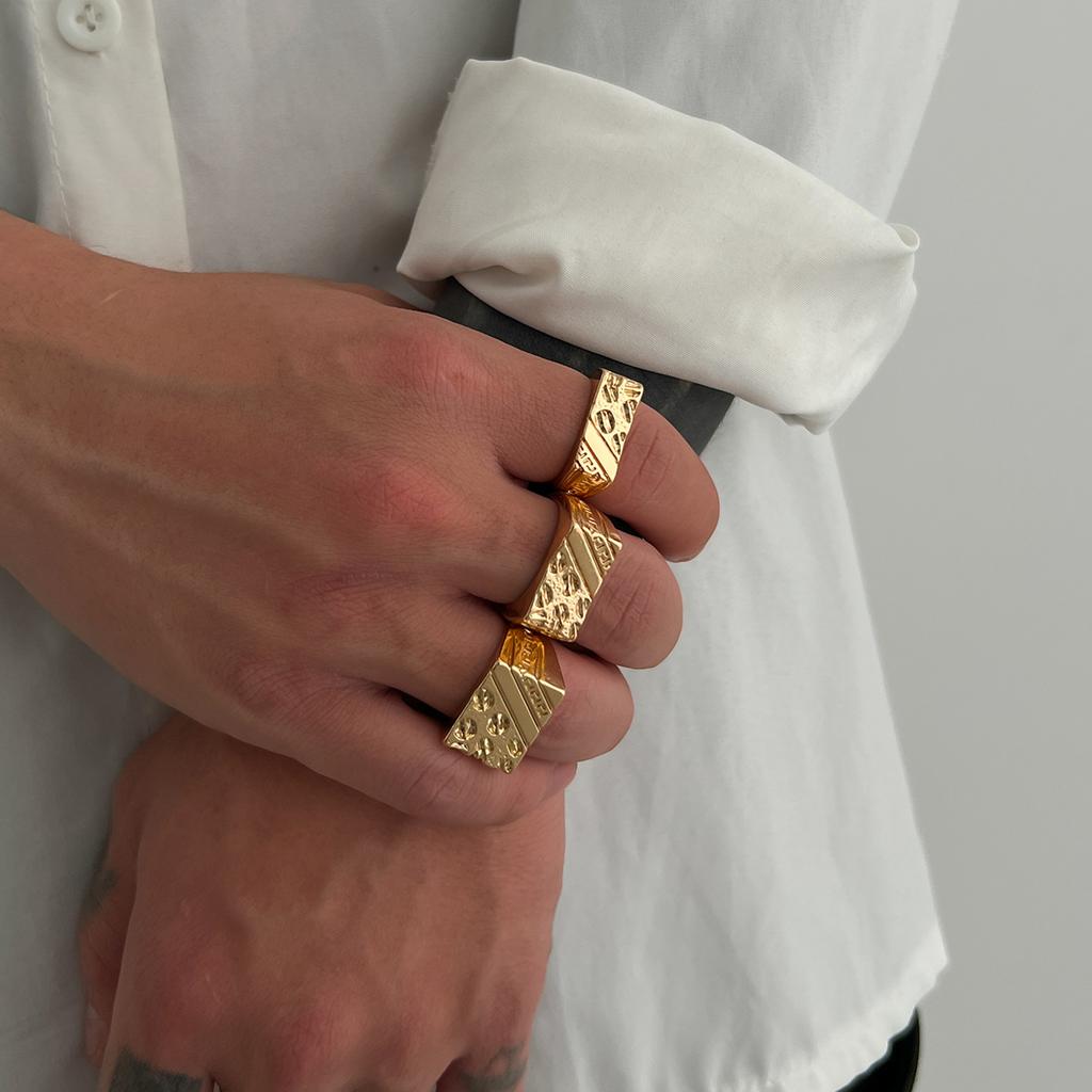 Hip-Hop High-End Geometric Ring Men's Trendy Fashion Personality Set Ring Hot-Selling Men's Jewelry