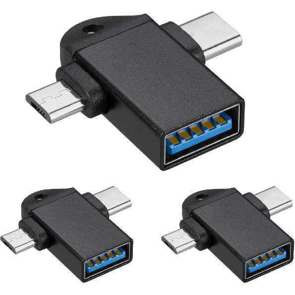 [ 3 Packs] USB C & Micro USB To USB 3.0 OTG Adapter, USB C To A Male To Female Adapter Compatible with MacBook 2018 2017 2016, Samsung Galaxy Note 8,