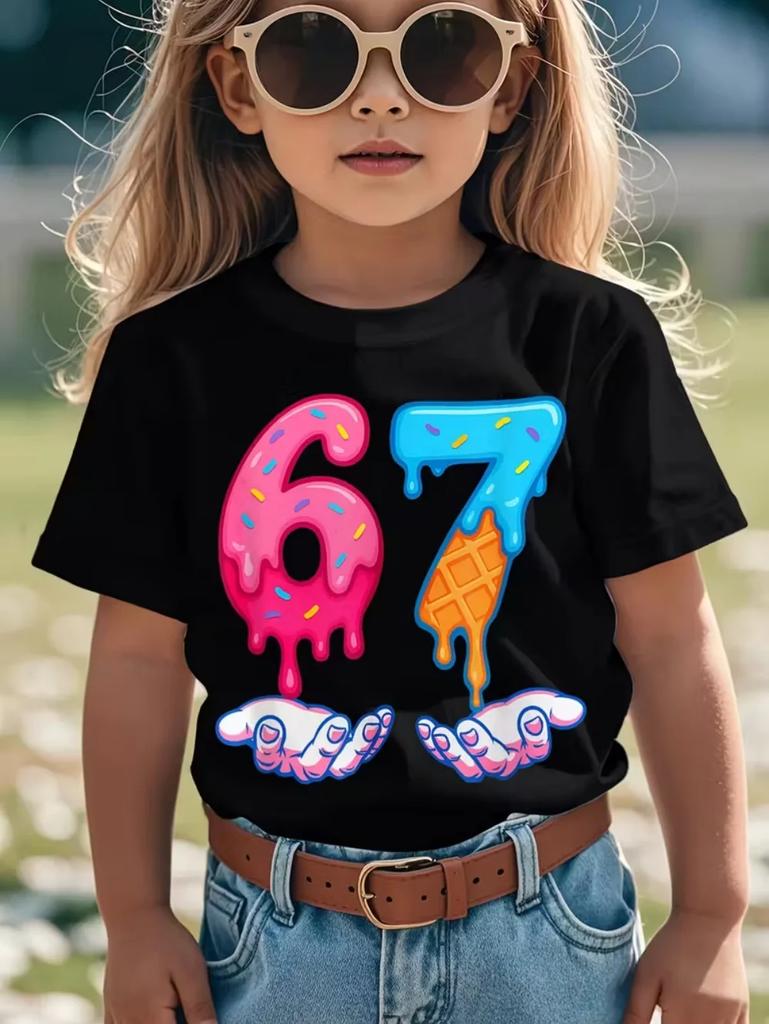 67 Meme TShirt for Kids Funny Digital 3D Print Summer Short Sleeve Tee Loose Comfortable Tops Streetwear Fashion Kids Clothes