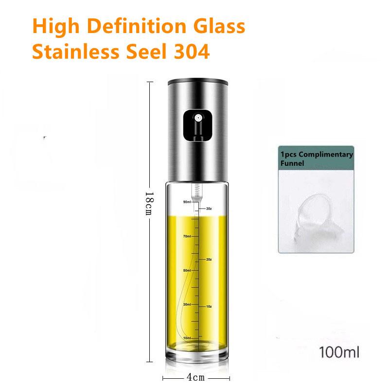 100/200ml Glass Oil Spray for Kitchen Oil Nebulizer Dispenser Sprayer Airfryer BBQ Camping Olive Oil Diffuser Cooking