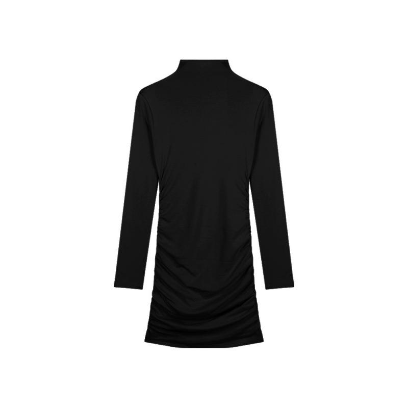 Slim Fit Half-High Collar Long Sleeve Dress for Women - Sexy Autumn/Winter Hip-Hugging Style
