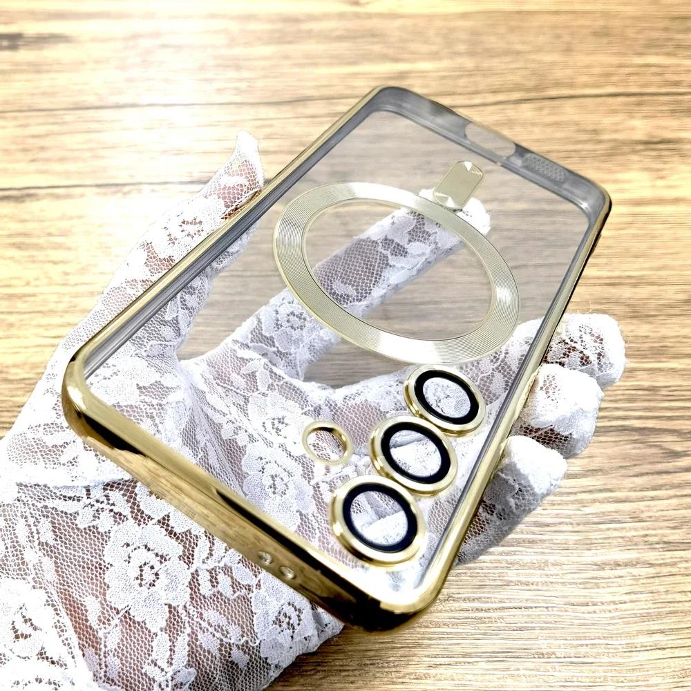 Transparent TPU Case For Samsung Galaxy S25 S24 S23 S22 S21 S20 Ultra Plus FE S24Plus S23Plus Note 20 For Magsafe Charge Cover