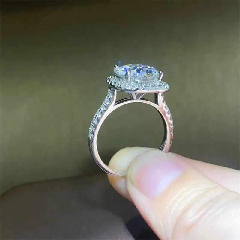 Bagues en moissanite carrées de 5 carats et 11 mm pour femmes, alliance de mariage en diamant simulé scintillant de couleur D, bijoux en argent sterling 925