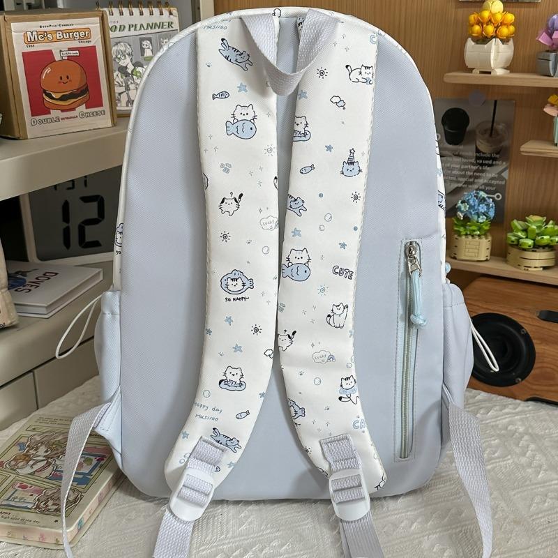 Korean version ins cute cartoon cat backpack female large capacity cute graffiti student schoolbag sweet versatile backpack