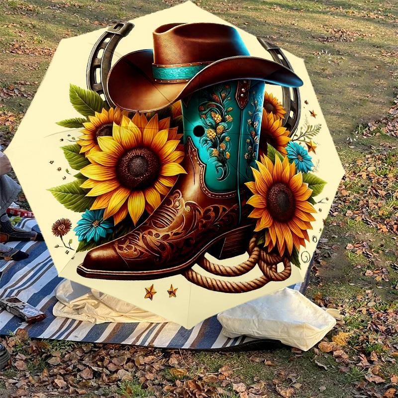 1 Stück Cowboy-Stiefel-Regenschirm - 8 Rippen verstärkt, tragbar, faltbar, Reise, geeignet für alle Jahreszeiten, tägliche Nutzung im Freien, ist eine ideale Wahl -F404