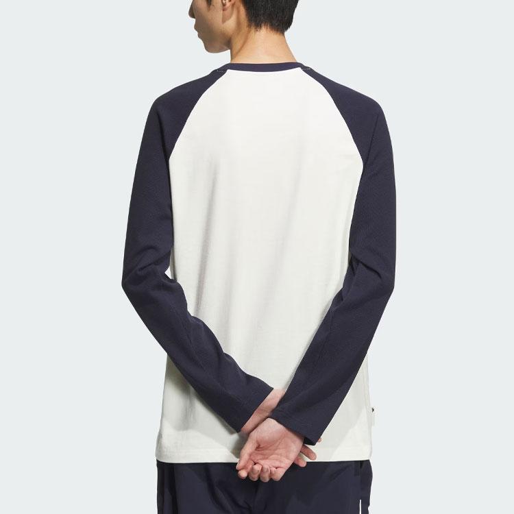 Adidas Small Logo Embroidered Patchwork Casual Long Sleeve T-Shirt Men Tops Legend-Ink-Blue JI6851