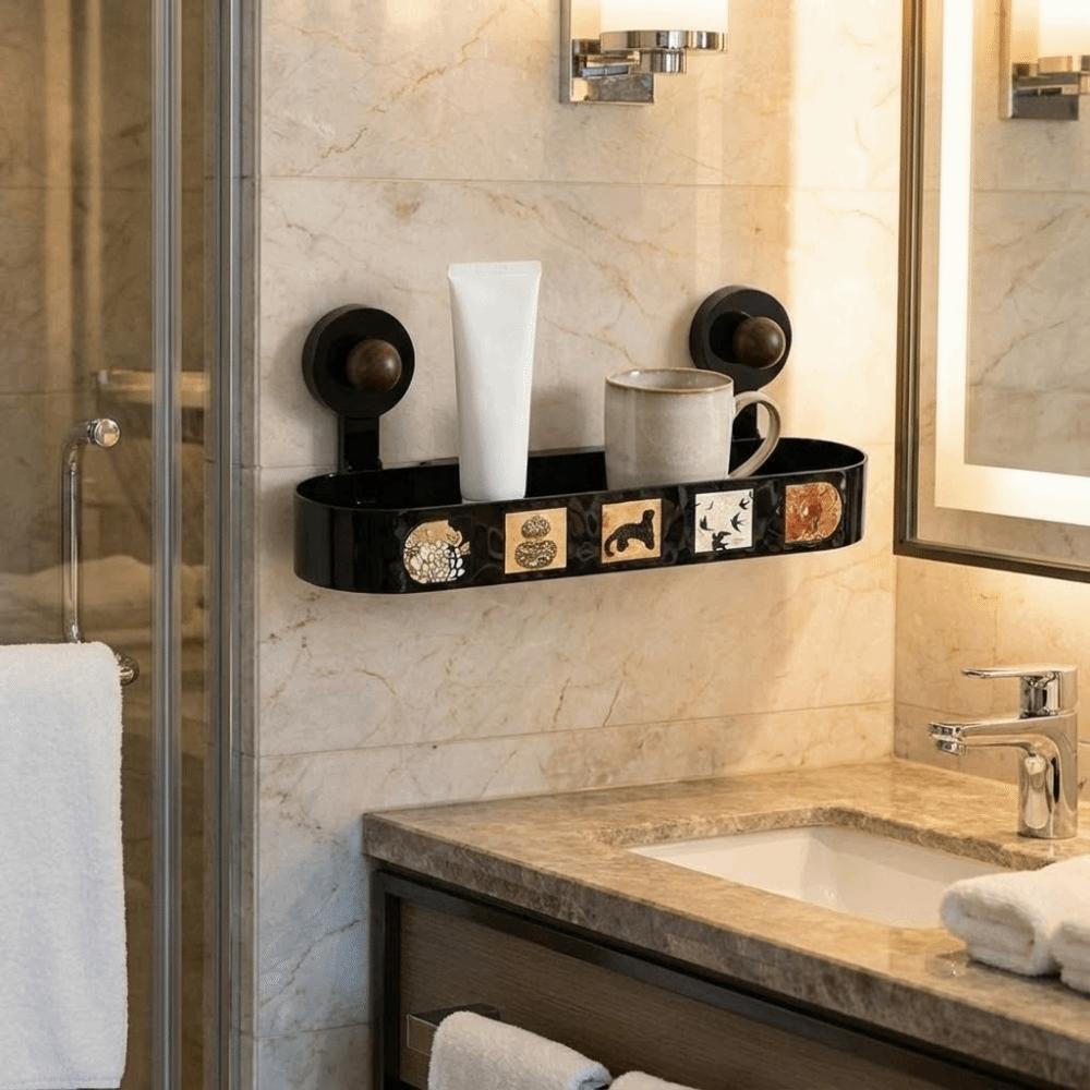 Plastic Suction Cup Storage Rack Wall Mounted Punch Free Shampoo Storage Rack Removable Space Saving Wall Hanging Storage Rack