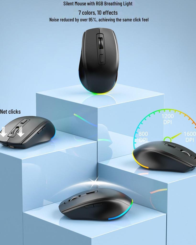 Ergonomic Colorful Backlit Wireless Keyboard and Silent Mouse Combo with Charging Feature