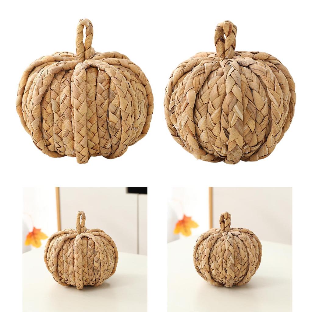 Woven Pumpkin Decor, Harvest Decor, Straw Material Dinner Table Decor for Indoor