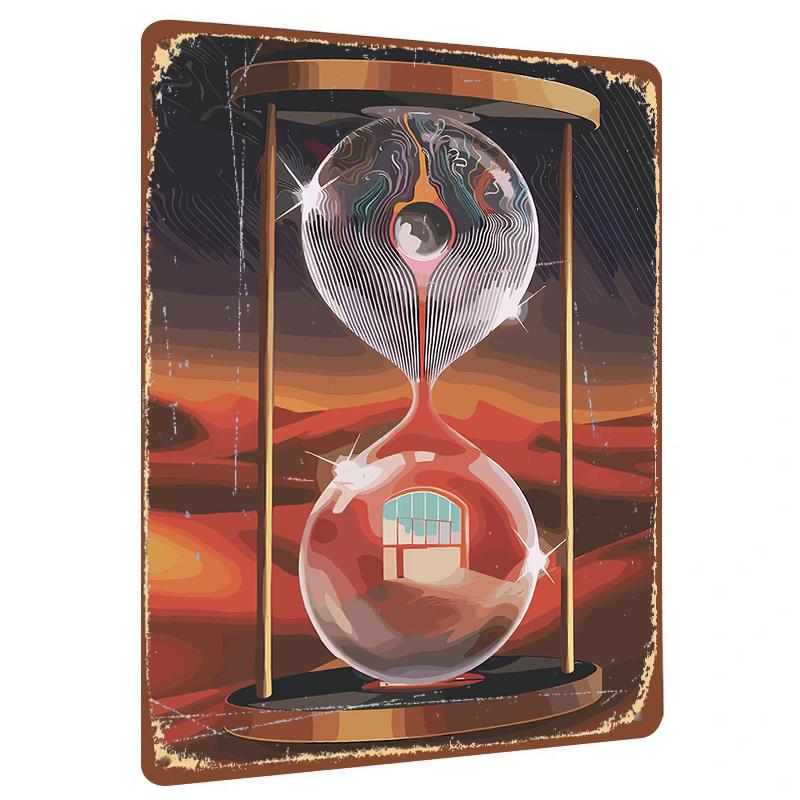 

Creative Cosmic Hourglass Metal Wall Art Modern Home Decor Living Room StudyHanging Decoration 20x30cm（7.8x11.8inch）