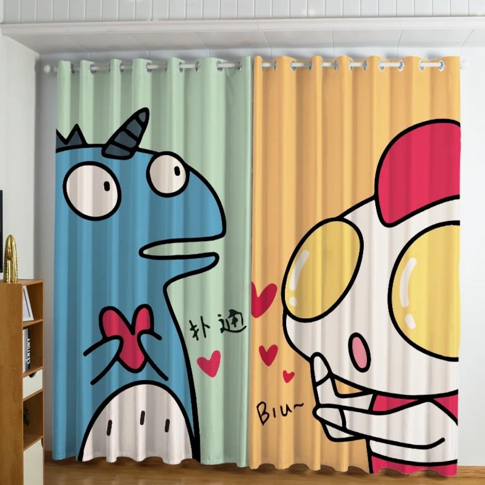 Animated Animal Zoon Elephant Pattern Lion Design Dinodaur Girls' Window Curtains For Kids Bedroom Living Room Bathroom Kicthen Door Home Decor