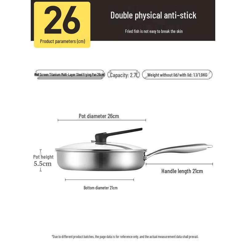COOKER KING 26cm Titanium 304 Stainless Steel Non-stick Frying Pan