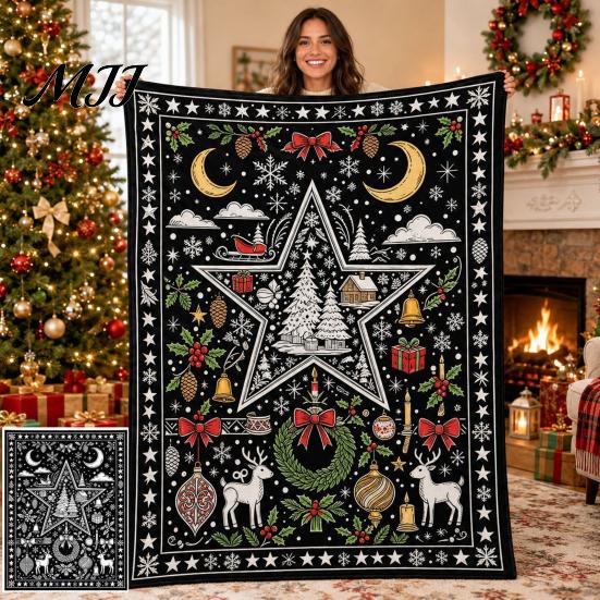 Unique Creative Celebration Gifts Christmas DIY Coloring Blanket for Adults And Kids, Color Your Own Blanket, 59" x 51" Soft Cozy Polyester