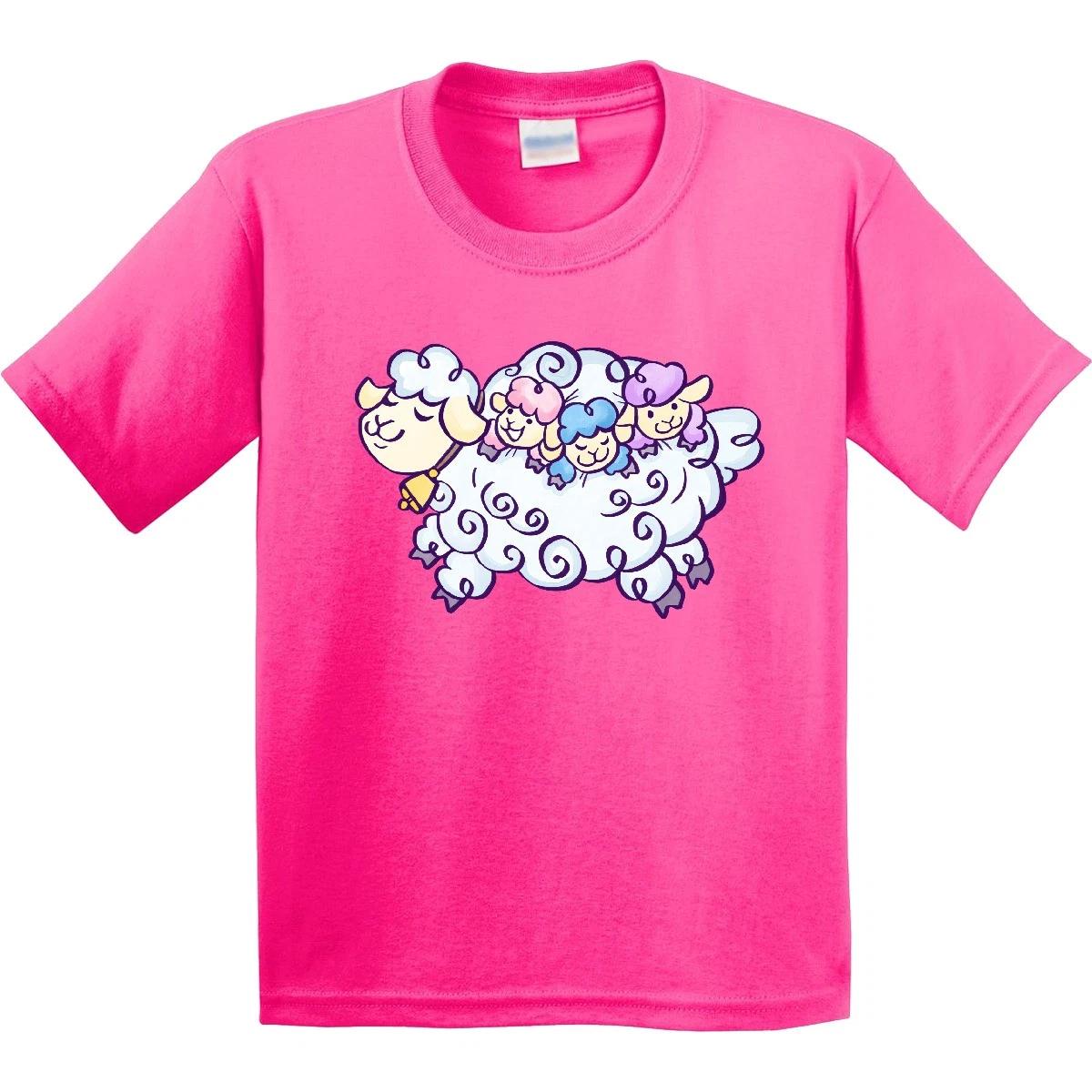 Inktastic Fluffy Sheep Family Youth T-Shirt Lamb Wool Lover Farmer Shepherd Mom 100