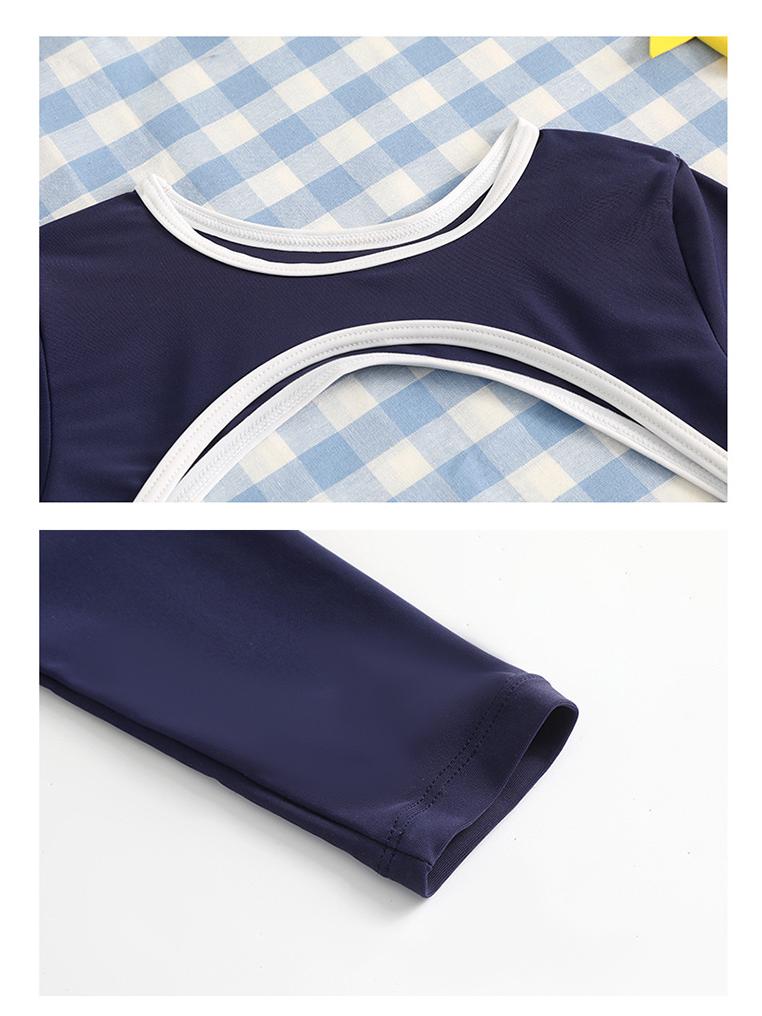 2025 New Style Girls' Long Sleeve Sun Protection One-Piece Swimsuit for Middle & Big Children – High-End Professional Sportswear