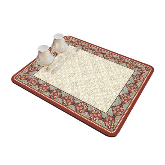 Placemat Retro Printing Rapid Absorption Coaster Non-Slip Base Easy To Clean Minimalist Design Coffee Cup Mat