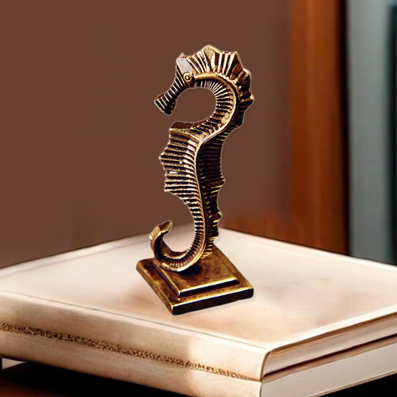 

Латунная статуэтка морского конька, скульптура чайного питомца, аксессуары, фигурки животных, ретро-фигурка для