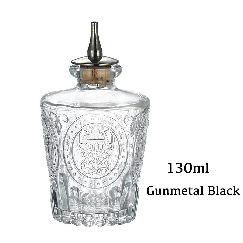 Láhev na koktejlové bitters - Vintage skleněný design s korkem a nerezovým dávkovacím uzávěrem - Profesionální barový set, příslušenství