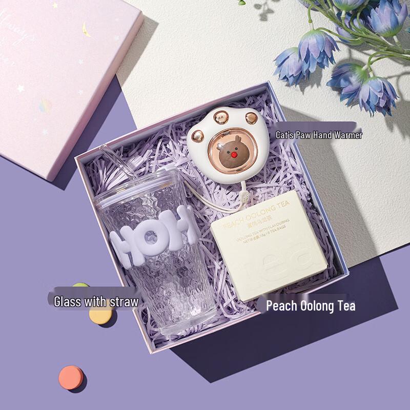 Aiqiyixuan A1 Portable Glass Cup Gift Set with Hand Warmer & Tea