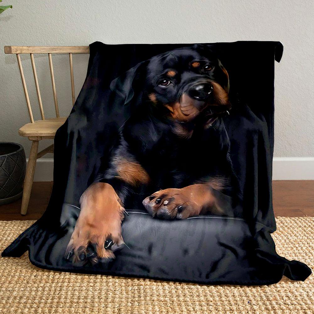 

Rottweiler Dog Print Blanket bedroom Blanket for Livingroom Couch lunch break Soft throw for Friend s festival Gift 80cm x 120cm