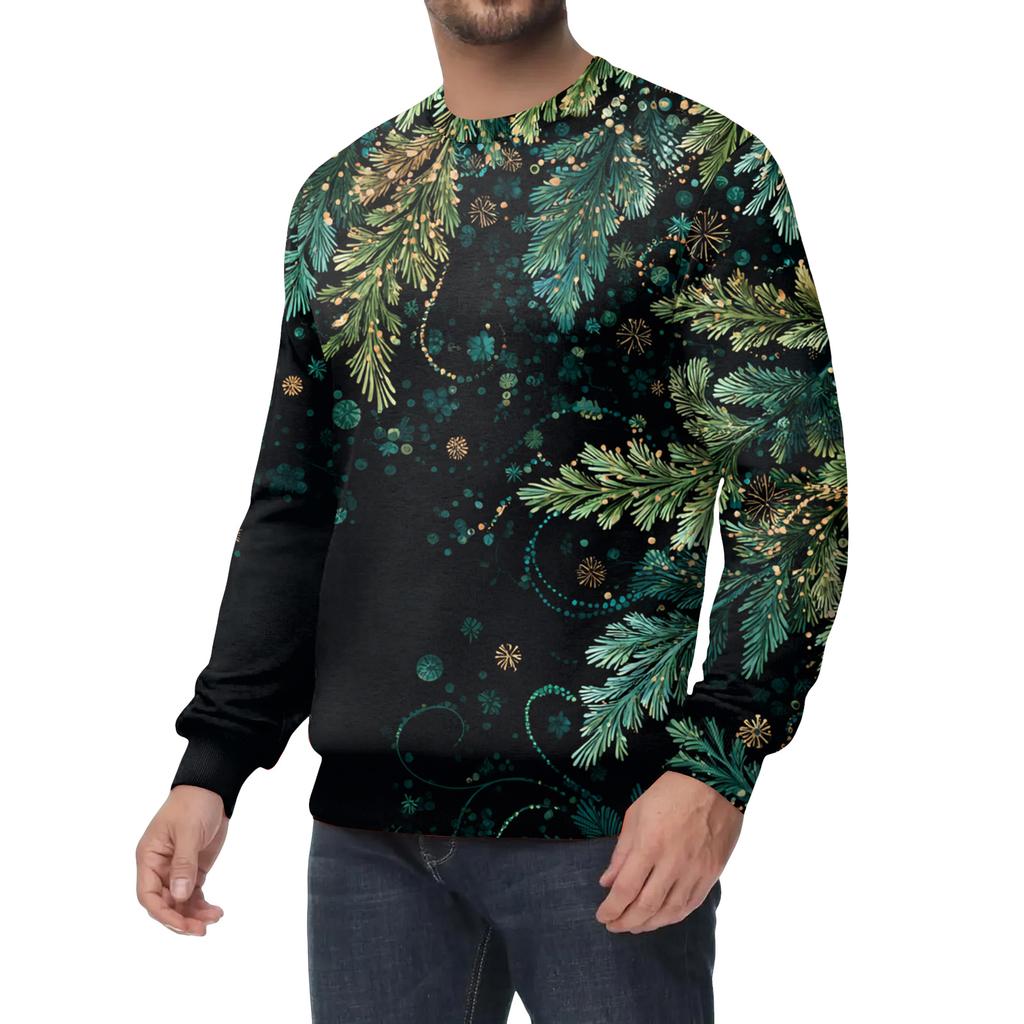 Men's Casual Fashion Printed Round Neck Pullover Sweatshirt