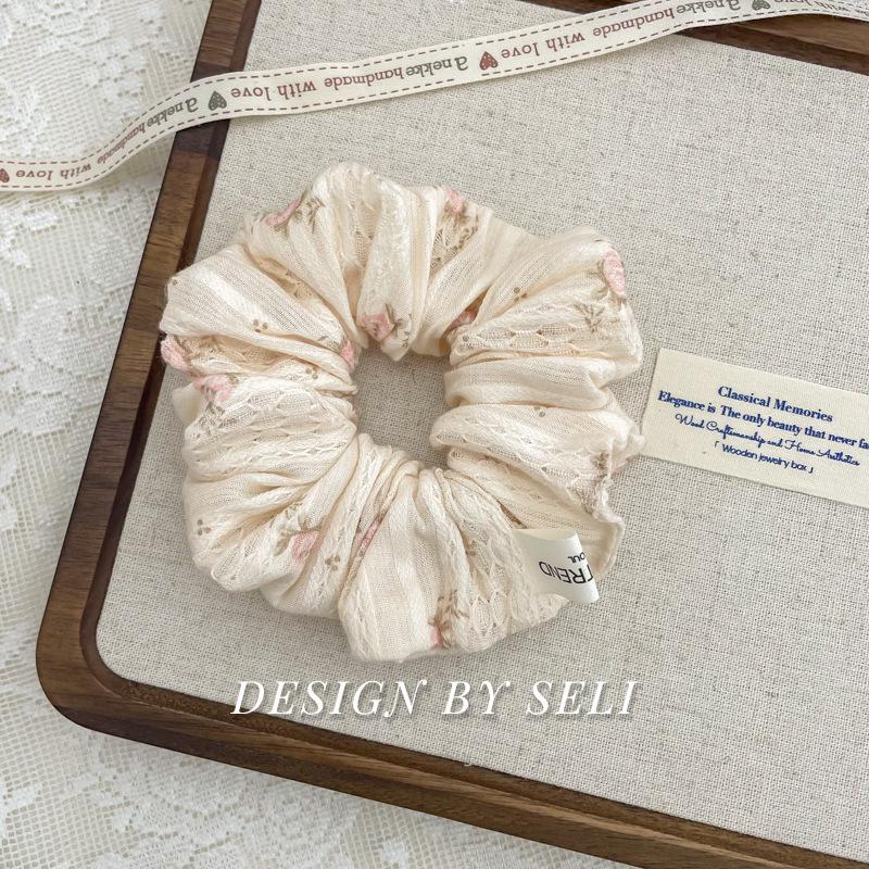 Juliet French Romantic Handmade Hair Tie | Striped Hollow Design | Rose Floral Accessories for Women