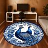 1pc Peacock Floral Round Chair mat Area Rug - Non-Slip, Floor Mat for Office, Bedroom, and Indoor Decor -1002226