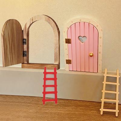 Room Baby Wooden Miniature Dollhouse Mini Home Fairy Elf Door Decorations Wood Wall Ornaments Outdoor Yard Garden Decor Craft