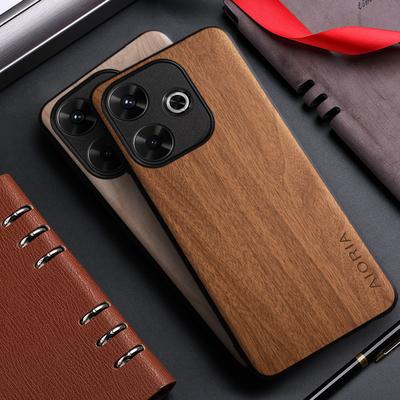 Funda para Xiaomi Redmi 13 12 10 9 8 6 5 Plus 12C 10A 10C 9A 9C 8A 4G 5G Funda de cuero con patrón de madera de bambú para Redmi 13