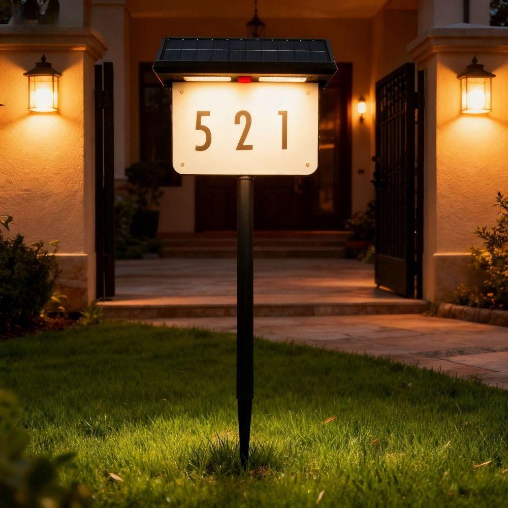Waterproof Solar Address Sign Light 3-Color Ambience Lamp Wall Mounted Outdoor Solar Address Light Multifunctional In-Ground