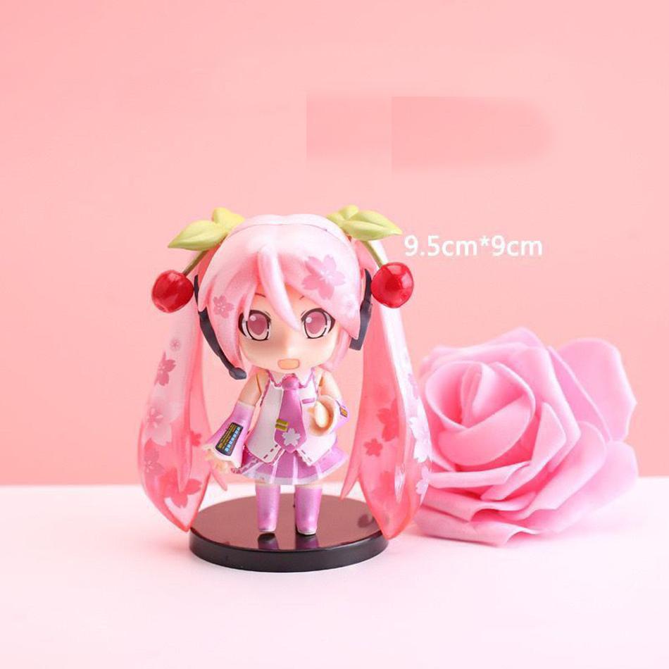Hatsune Miku Figure Mini Character Ornaments Kawai Pink Green Hatsune Home desk Decoration Adult Toy