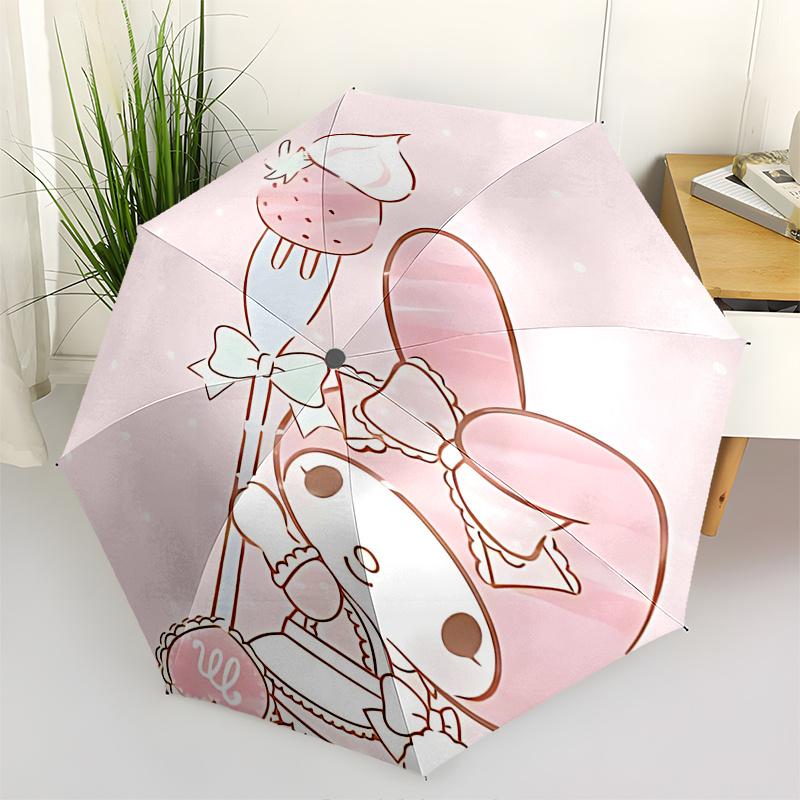 

1pc My Melody Automatic Folding Umbrella - Cute Strawberry Design, Portable 3-Fold Design with Iron Frame, Perfect Gift for Fans, Travelers, Everyday