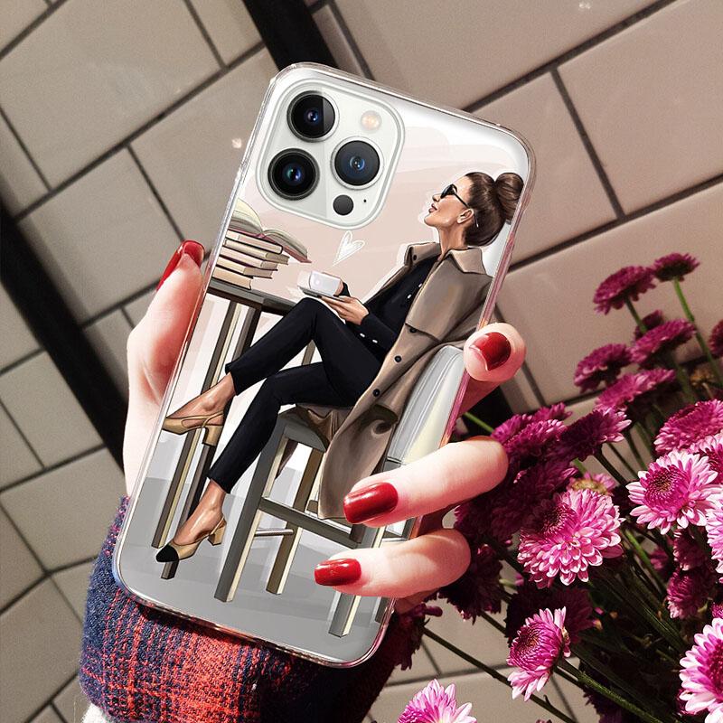 OK But First Coffee Girl Phone Case For Iphone 14 13 12 11 Pro Max Case For Iphone XS MAX X XR SE2 8 7 Plus Case