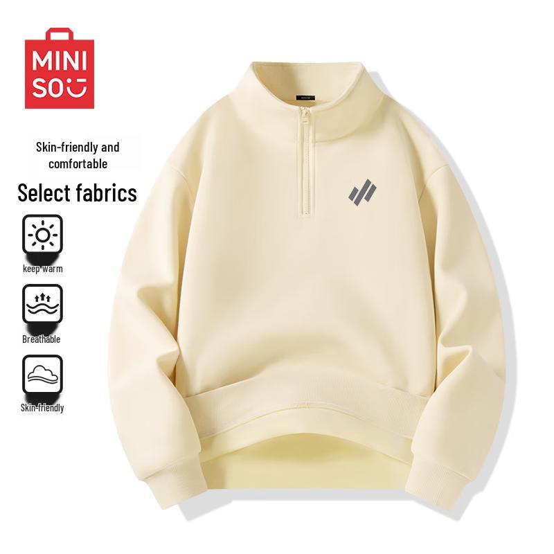 

MINISO Men s Fleece Stand Collar Half-Zip Pullover L