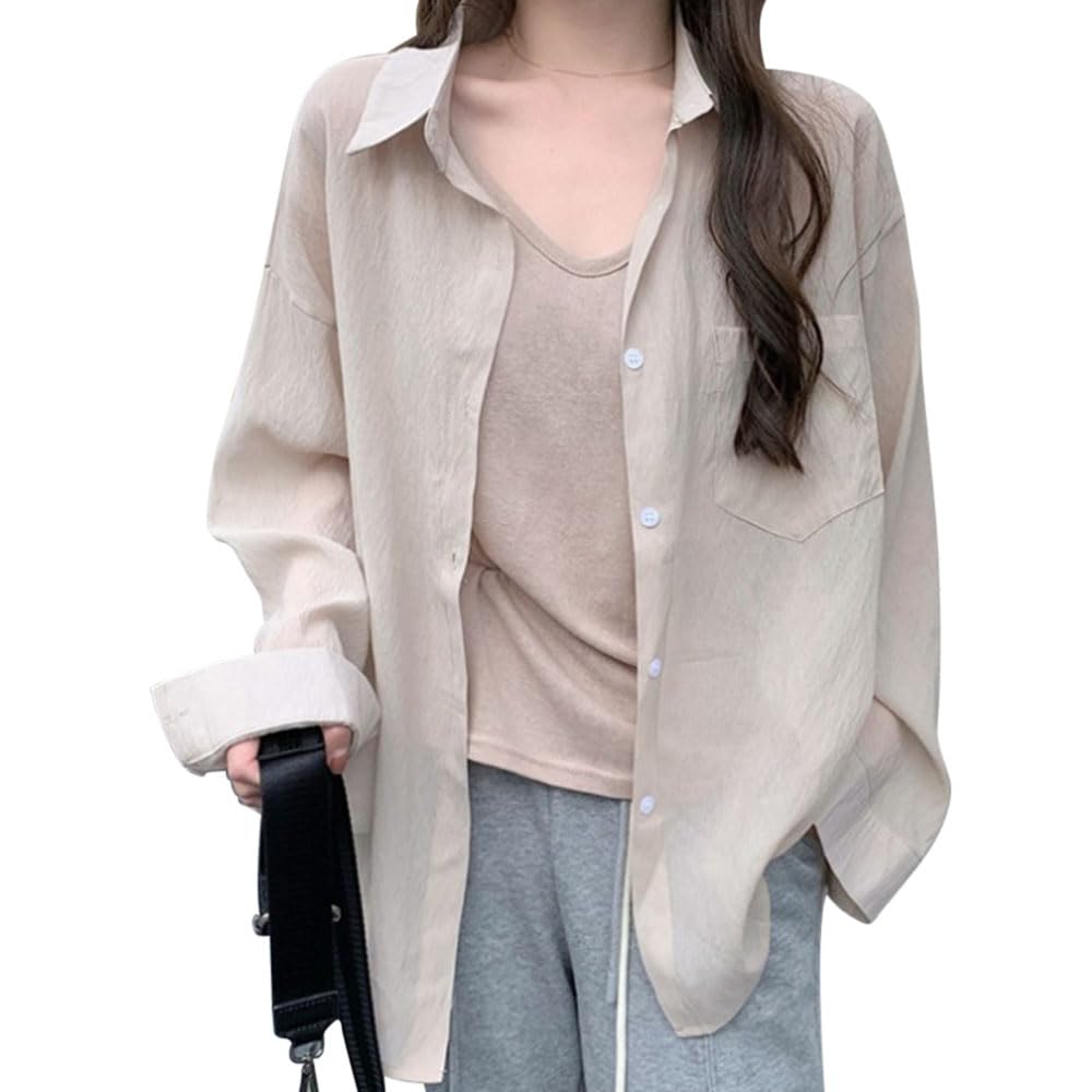 

LIYURLTA Защита от солнца Прозрачная УФ Кондиционирование воздуха Длинная Свободная LIYF11 Женская рубашка, блузка, защита, защита, рукава, посадка, лето/осень, (Дж. П.,