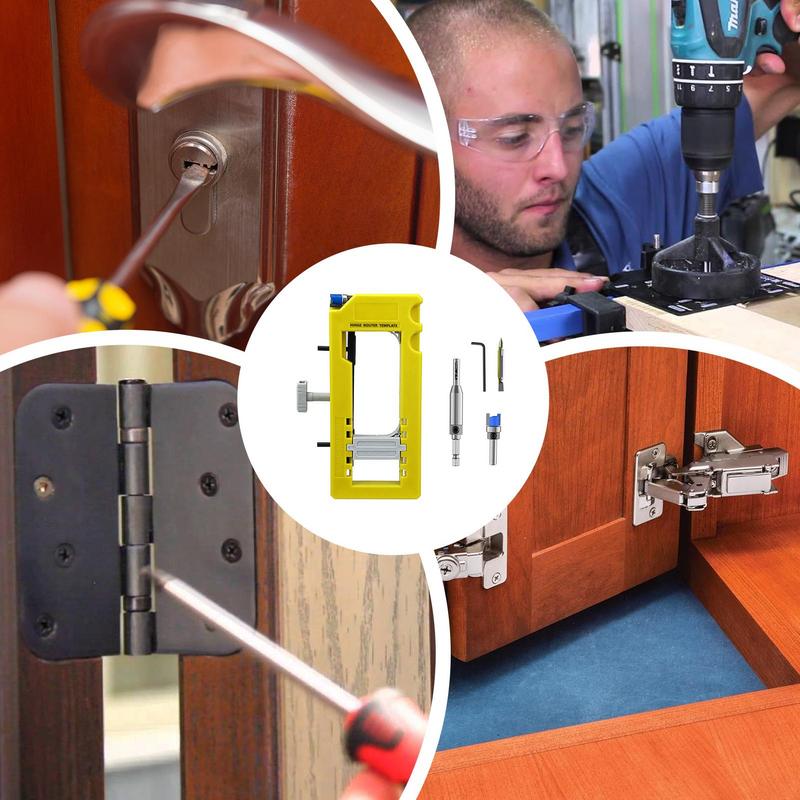 Door Hinge Jig Door Hinge Mortiser Hinge Installation Kit Door Hinge Jig Kit for Door Hinge Router Template Removable Inserts