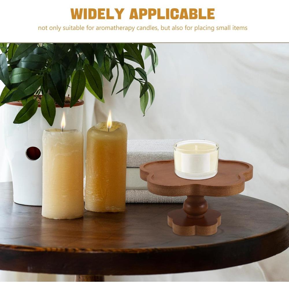 Small Round Wooden Tray for Decor, Irregular Footed Tray for Display Aromatherapy, Candle, Crystal, Trinkets